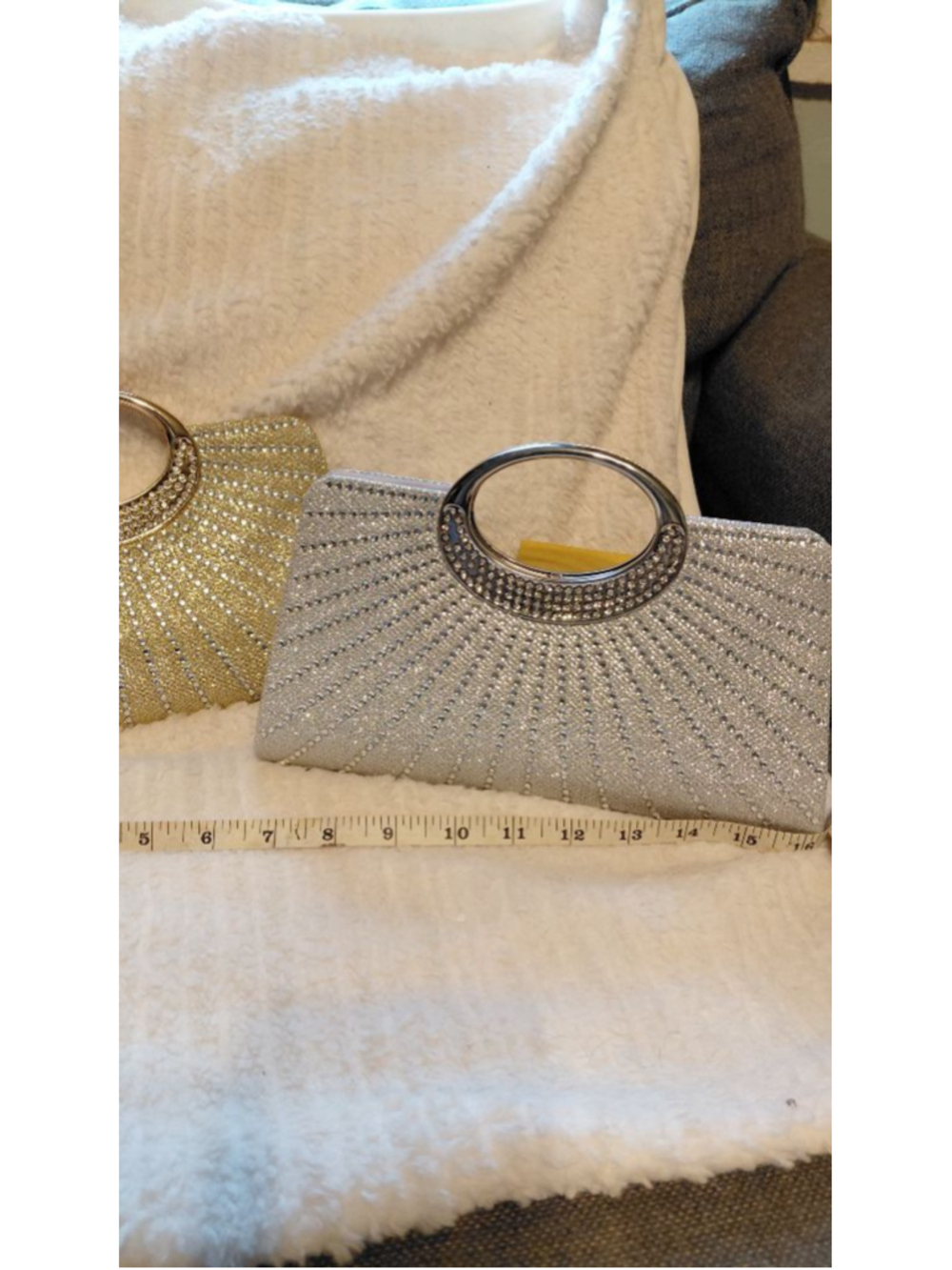 Women's 2 Silver & Gold Rhinestone Clutch NWT